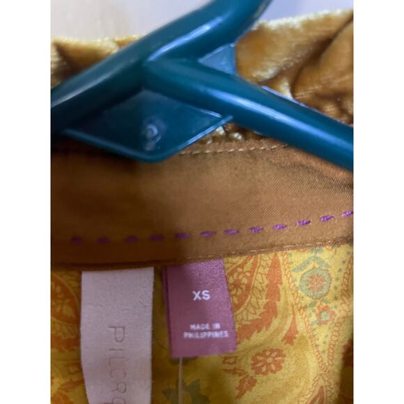 Anthropologie Pilcro Relaxed Velvet Bronze button down XS NWT - Picture 3 of 6